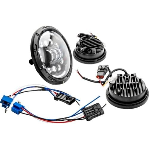 7 inches Round LED Headlights + 2x Passing Lights For Road Star Limited Edition XV1600A 2003