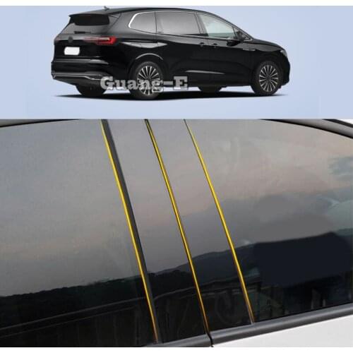 Car PC Material Pillar Post Cover Door Trim Window Piano Black Molding Sticker Plate For Volkswagen VW VILORAN 2020-2021 2022