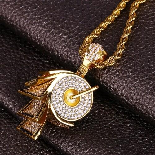 New Fashion Iced Out Toilet Paper Pendant Necklace Copper Gold Silvery Color Micro Paved Zircon Hip Hop Full Cubic Zirconia Gift