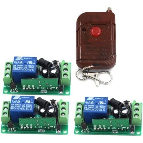 DC 12V 1CH Wireless Remote Control Switch Remote Switch RF Switch Transmitter & 3 Receivers SKU: 5195
