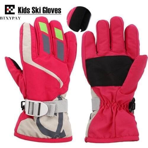 200p Children Ski Gloves,Winter Plus Velvet Warm Kids Boys&Girls Outdoor Sport Skiing Gloves Waterproof Windproof Gloves,4-10age
