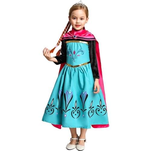 Elsa Coronation Dress with Cape for Child Girl Princess Party Kid Spring Make up Party School Play Elsa Costume Birthday Fantasy