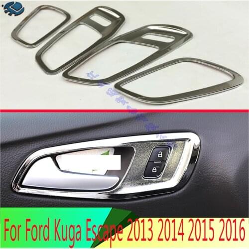 For Ford Kuga Escape 2013 2014 2015 2016 ABS Chrome Inner Door Handle Cover Catch Bowl Trim Insert Bezel Frame Garnish