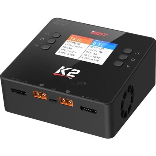 ISDT K2 AC 200W DC 500W x2 Dual Channel Smart Battery Balance Charger For Lilon LiPo LiHV NiMH Pb Gaoneng Tattu Battery RC Model