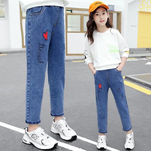 Girls Jeans 2021 New Korean Version Of Retro Childrens Loose Casual Girls Trousers Spring Autumn Thin