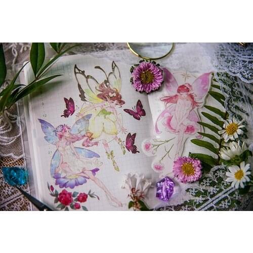 Flowers' Fairy Girls Washi Tapes Bullet Journal Masking Tape Adhesive Tape DIY Scrapbooking Washi Stickers