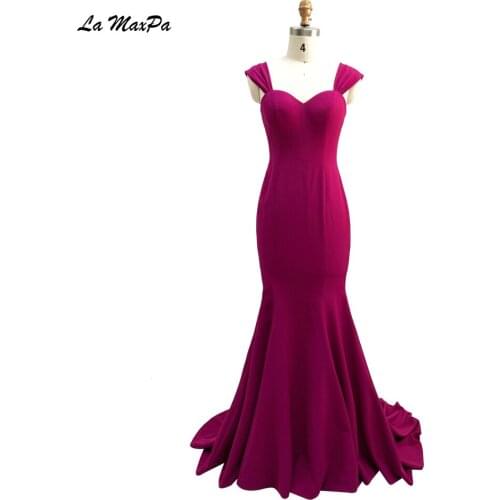 Cap Sleeves Fuchsia Mermaid Bridesmaid Dress CMT100