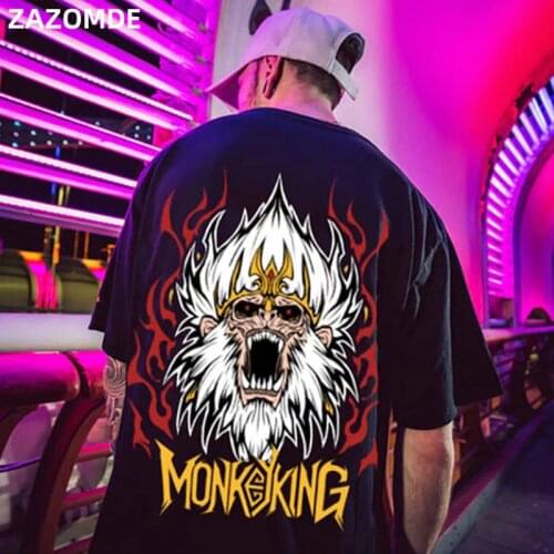 ZAZOMDE Cotton Tee tshirt Man Cartoon Animal Printed Punk T Shirts 2020 Mens Hip Hop Casual Street Tees Male Cotton Tshirts Tops