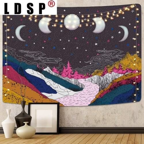 LDSP Tapestry Moon Phase Wall Hanging Fabric Mural Background Cloth Wall Rugs Towel Beach Blanket Dorm Living Home Decor