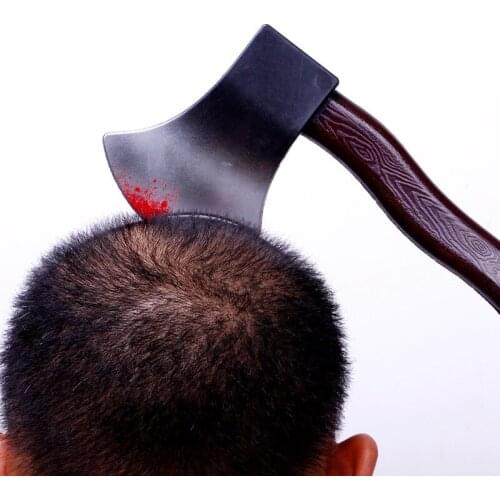 Halloween Horror Props Bleeding head ax Chainsaw Needle Halloween Party Funny Toy