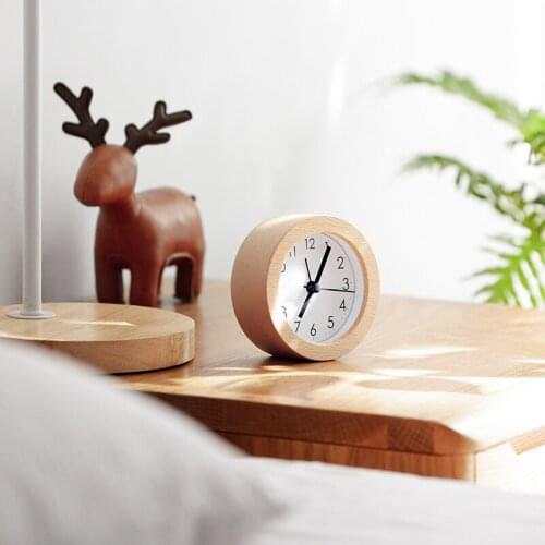Best sell alarm clock wood home decorative round led clocks student wake up tool