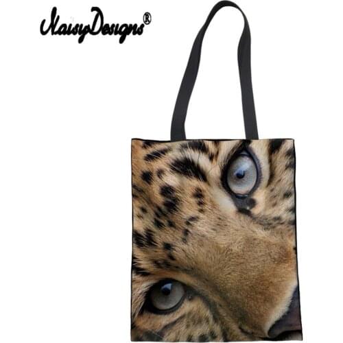 Canvas Tote Bag Denim Jeans Wolf Leopard 3D Printing Cotton Shopping Bag Fashion Storage Package Bag Linen Grocery Sacola New
