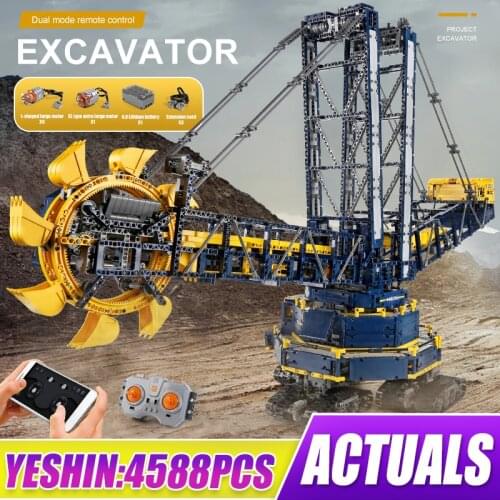 MOULD KING High-Tech APP RC Motorized Bucket Wheel Excavator Model Building Blocks Bricks Toys Kids Birthday Gifts Fit 42055