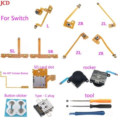 JCD 1 Set Joy-Con Replacement ZL ZR L SL SR On Off Volume Button Key Cable Nintend Switch NS JoyCon Controller , SD Slot,Tool