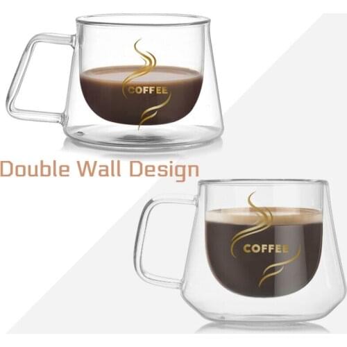 Double Wall Mug Office Mugs with The Handle Transparent Drinkware Coffee Cups Tea Set Mugs Beer Drink Office Cup Simple Style