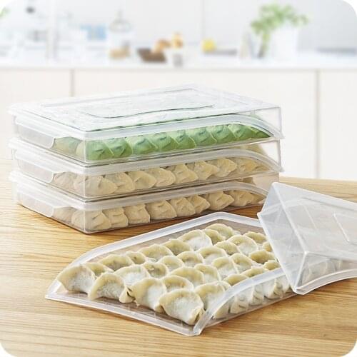 Kitchen Dumpling Tray Home Frozen Dumpling Box Refrigerator Food Fresh-keeping Freezer Storage Box Transparent Organizer mx10175