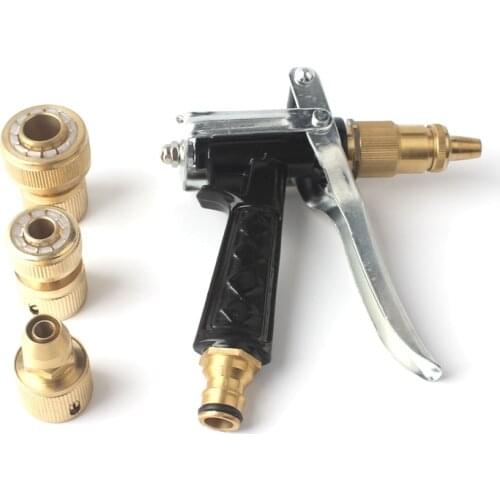 Brass Garden Irrigation Car Wash Water Gun 3/8 1/2 1 Inch Hose Quick Connector Adjustable High Pressure Water Gun Spary Set