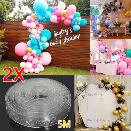 2pcs 5M Balloon Strips Transparent Arch Garland Connect Chain For DIY Wedding Birthday Party Decoration