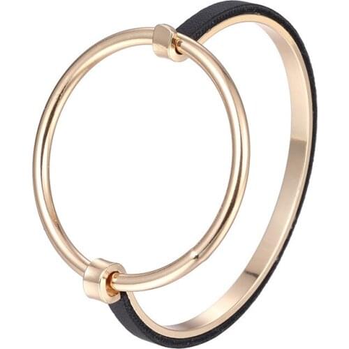 Minimalist Punk Round Bangle for women Gold-color Exaggerate Geometric Metal Skeleton Bracelets & Bangles Jewelry