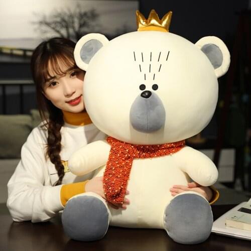 1pc 30-65CM kawaii Crown Teddy Bear Plush Toys Cute Stuffed Bear with Scarf Dolls Cartoon Animals Pillow for Children Xmas Gifts