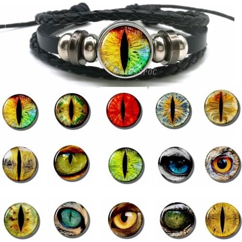 Fashion Accessories Dragon Eyes Choker Charm Men Women Black Button Leather Bracelet Handmade Charms Jewelry Gifts