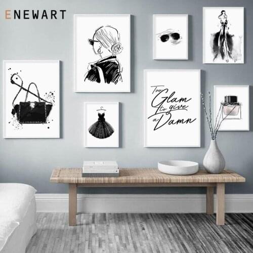 Fashion Lady Wall Art Poster Perfume Handbags Makeup Canvas Painting Beauty Print Picture Modern Girls Bedroom Decoration