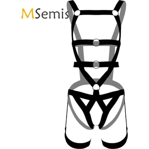 Sexy Mens Body Shoulder Chest Elastic Harness Belt Double Shoulder Straps Bodysuit with Leg Ring Night Club Sexy Cosplay Costume