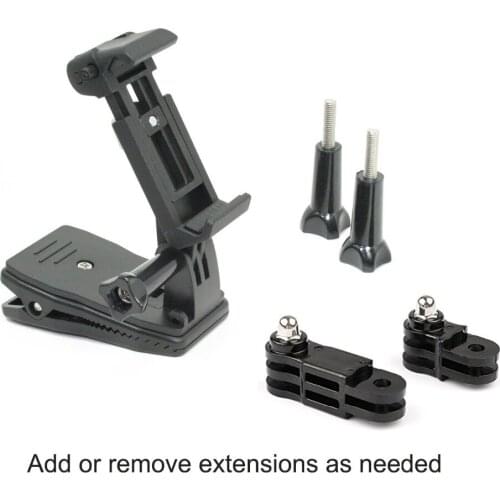 Wearable Hat Clip Mount for Hands Free Video, Live Streaming, or Vlogging. Includes Hat Clip, Extension Set, and Locking Phone