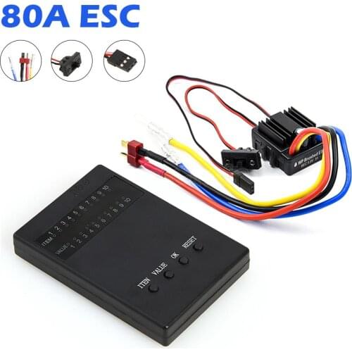 New 1:10 1/8 WP Crawler Brushed Motor 80A Electronic Speed Controller Waterproof ESC With Program card