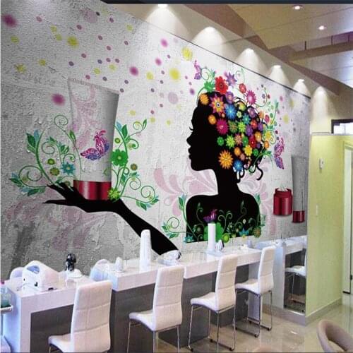 Beibehang Customize any size wallpaper fresco photo Vintage nostalgic beauty salon Cosmetic tooling background wall wallpaper