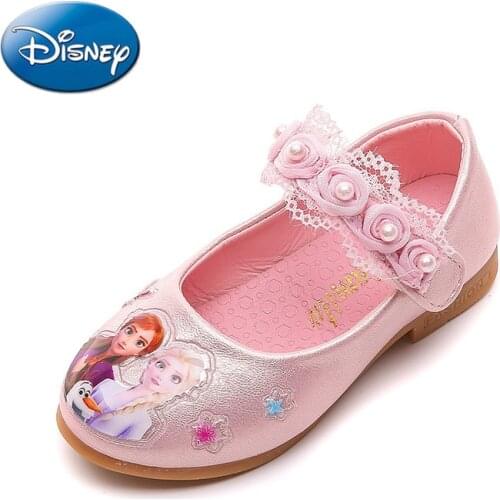 Original Disney Frozen Aisha Princess Childrens Shoes Girls Dance Shoes Pearl Lace Soft Sole Shoes Toddler Fashion Shoes
