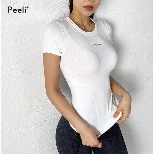 Peeli Short Sleeve Running Shirts Gym Breathable Yoga Tops 2020 T Shirts Sports Jersey Women Tank Top Fitness Female Sportswear