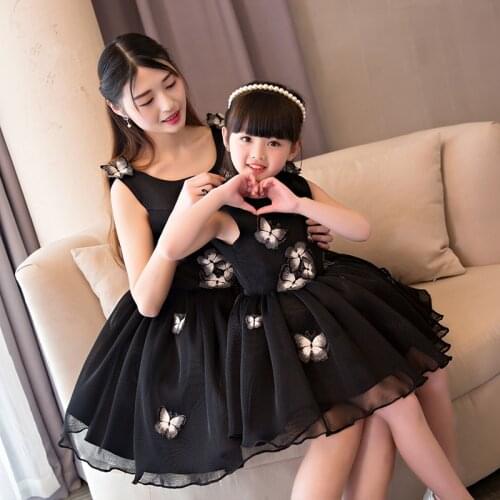 Mother Daughter Dresses Family Matching Wedding Party Clothes Family Look Mother Kids Sets Butterfly Mother and Daughter Clothes