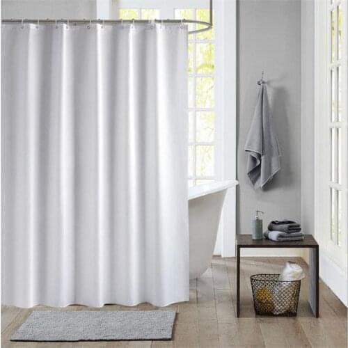 Dafield Polyester Fabric Cloth Solid Color Black White Gray Navy Red Blue Cheap Bathroom Mildew Resistant Shower Curtain White