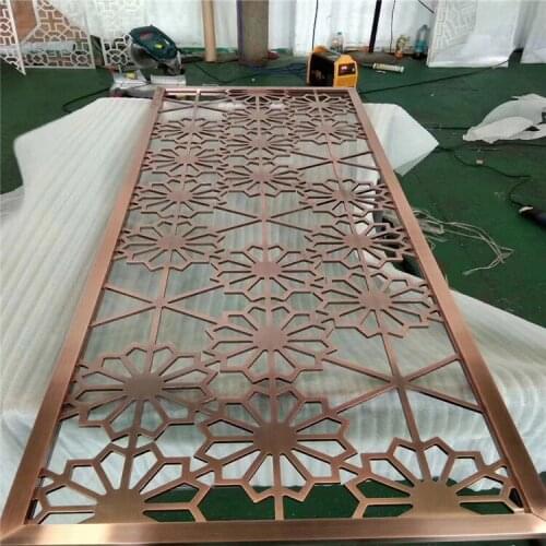 Stainless steel hollow screen hotel sales department new Chinese carved porch metal decorative partition