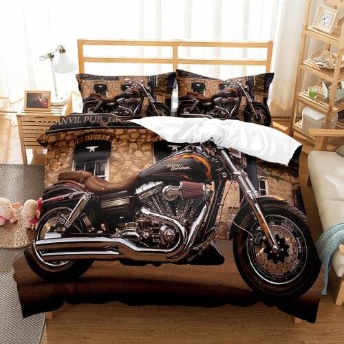 Bedclothes Duvet Cover Set Retro Motorcycle Tractor Bed Cover Bedroom Comforter Set Queen Size Fashion Personality Bedding New