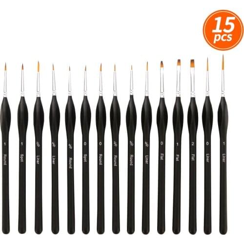 Professional 8/15pcs Detail Paint Brushes Set Miniature Tiny Artist Brushes Nylon Hair Wooden Handle Paintbrush for Art Supplies