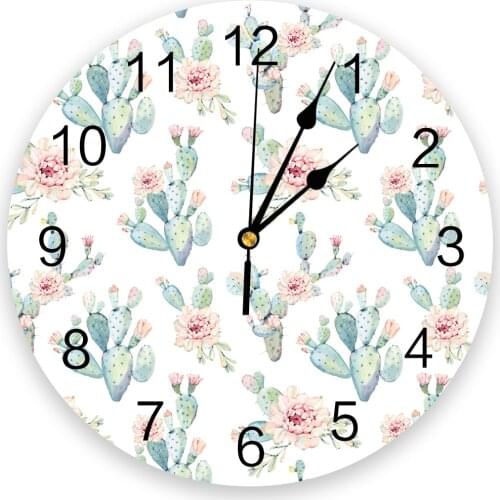 Modern Wall Clock Cartoon Cactus PVC Wall Clock Home Decor Bedroom Silent Oclock Watch Wall for Living Room
