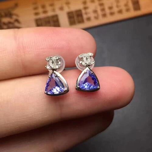 Natural And Real Tanzanite Earring 925 sterling silver Fine jewelry Tanzanite Earring