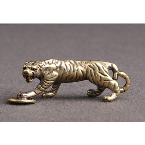Ornament Brass Tiger Chinese Culture Chinese Zodiac Mini Year of The Tiger 2022 New Year Home Decoration Ornament Lucky Gifts