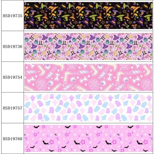 22MM 25MM 38MM 50MM 75mm Printed Pattern Halloween on Grosgrain Ribbon for diy ribbon