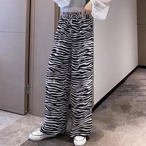 Zebra Striped Print Wide Leg Pants Trousers 2021 Sexy High Waist Autumn Women Casual Female Streetwear спортивные штаны женщин