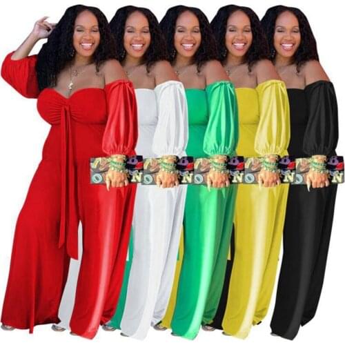 ZKYZWX Off Shoulder Bandage Jumpsuit Sexy Plus Size Clothing for Women Wide Leg Pants Festival Outfits One Piece Club Rompers