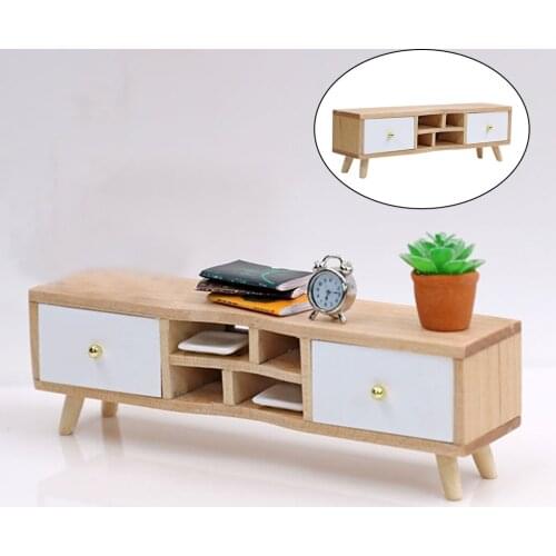1:12 TV Cabinet Dollhouse Miniature Furniture Wooden Dolls House Accessories Simulation Furniture Living Room for Kids