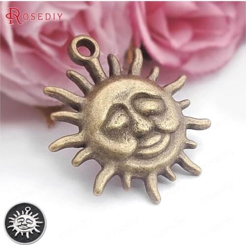 31579)10PCS 36x34MM Antique Bronze Zinc Alloy Sun Pendants Diy Jewelry Findings Neclace Accessories Wholesale
