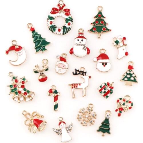 10Pcs Metal alloy Mix Christmas Sets charm For Holiday Decoration DIY Jewellery Pendants Christmas Tree Decoration Festival Deco
