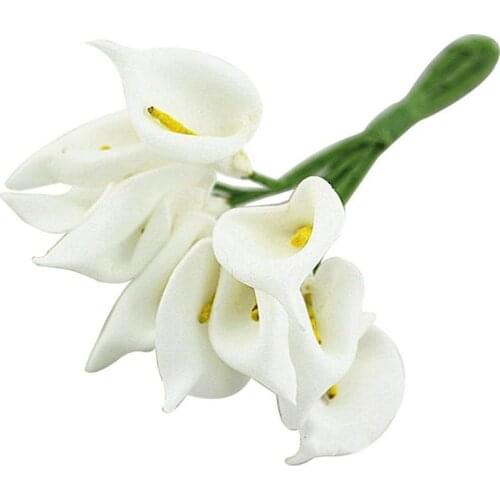 12Pcs Mini Calla Artificial Flower Bouquet Wedding Decoration DIY Wreath Gift White