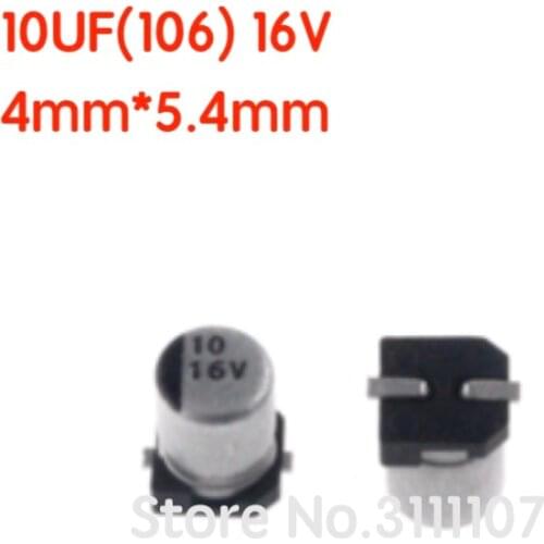 20PCS/LOT 10UF 106 16V 4mm*5.4mm SMD Electrolytic Capacitor 16v 10uf 106