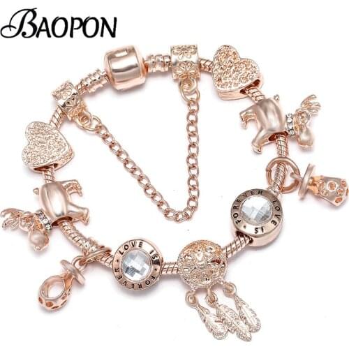 2020 New Christmas Elk Beads Charm Bracelets Fit Original DIY Brand Bracelets Bangles For Women Christmas Gift Jewelry Pulsera