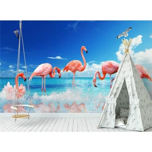 Home Improvement 3D Wallpaper Mural for Walls 3d Decor Vinyl Wall Paper minimalist flamingo blue sky background wall wallpapers